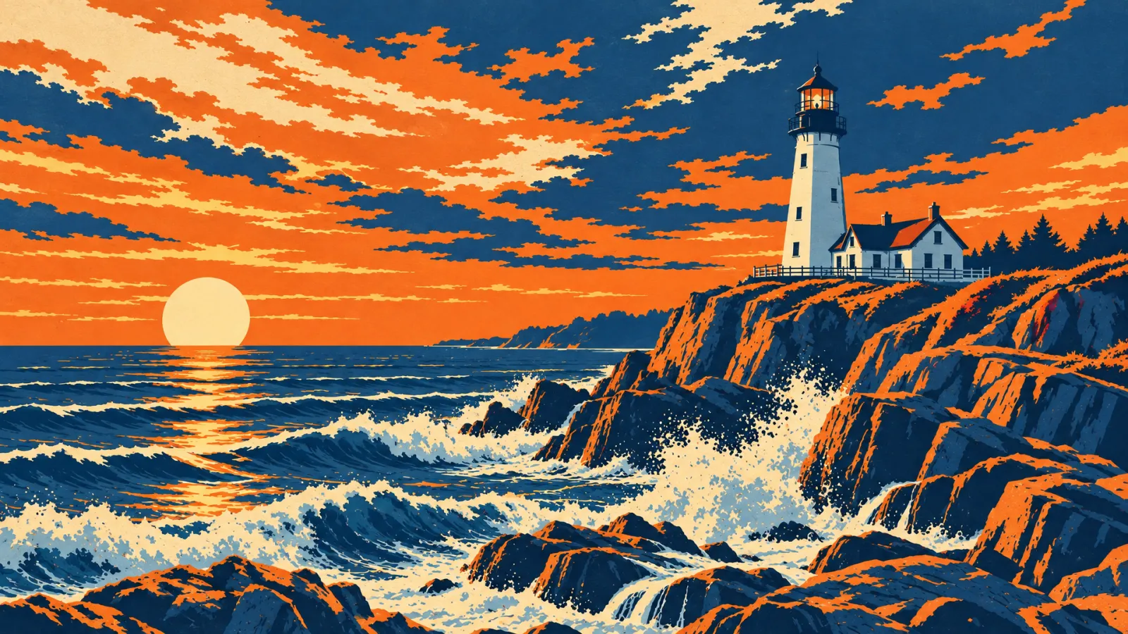 The lighthouse as a flat travel poster